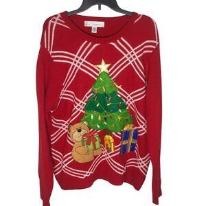 Christmas Sweater Chunky Knit Pullover Red Size Large 42-44 Ugly Holiday Party